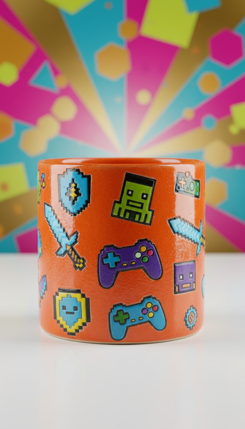 Ceramic Mug with Gaming Motifs