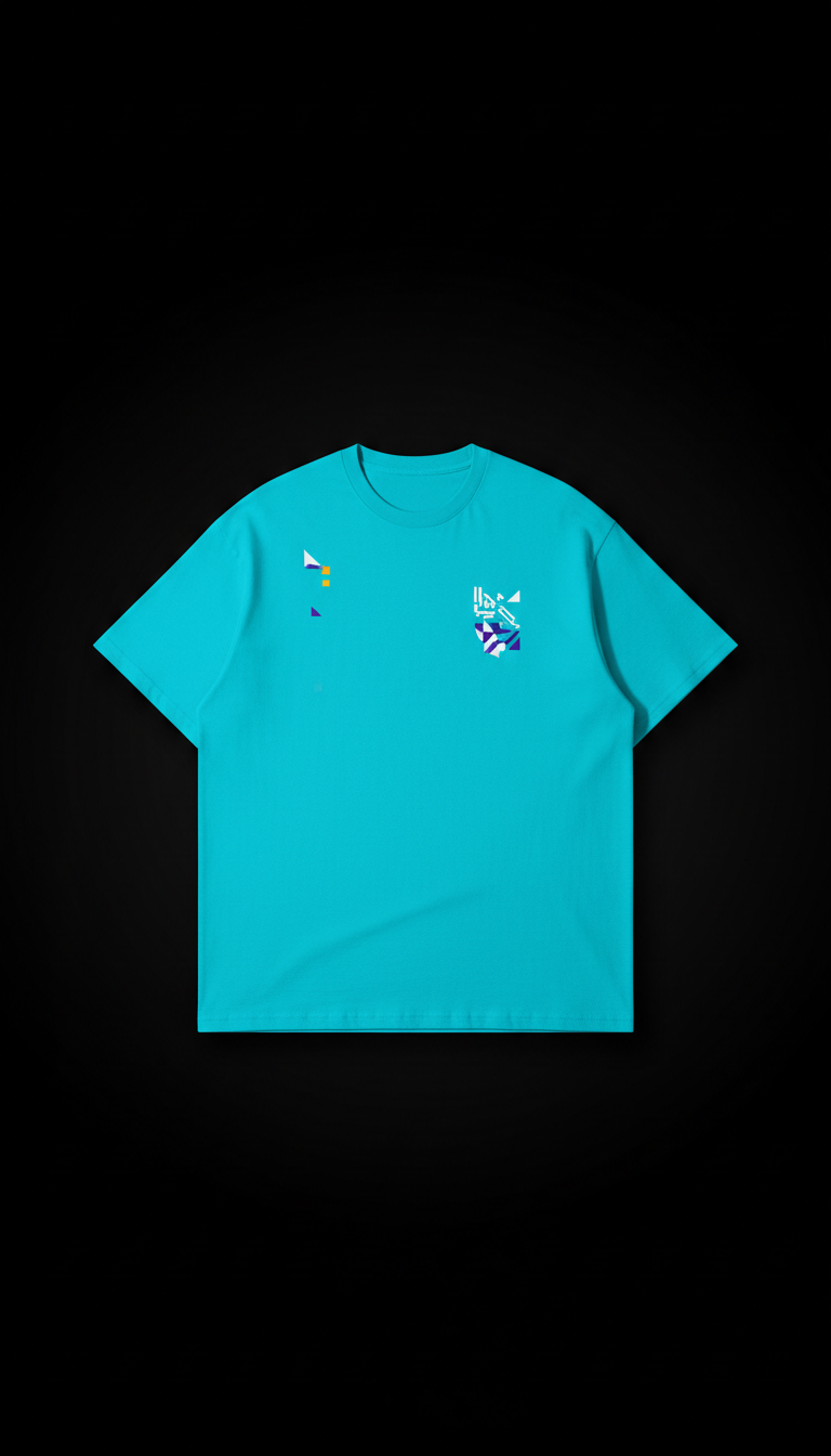 Cyan Pulse Oversized Graphic Tee